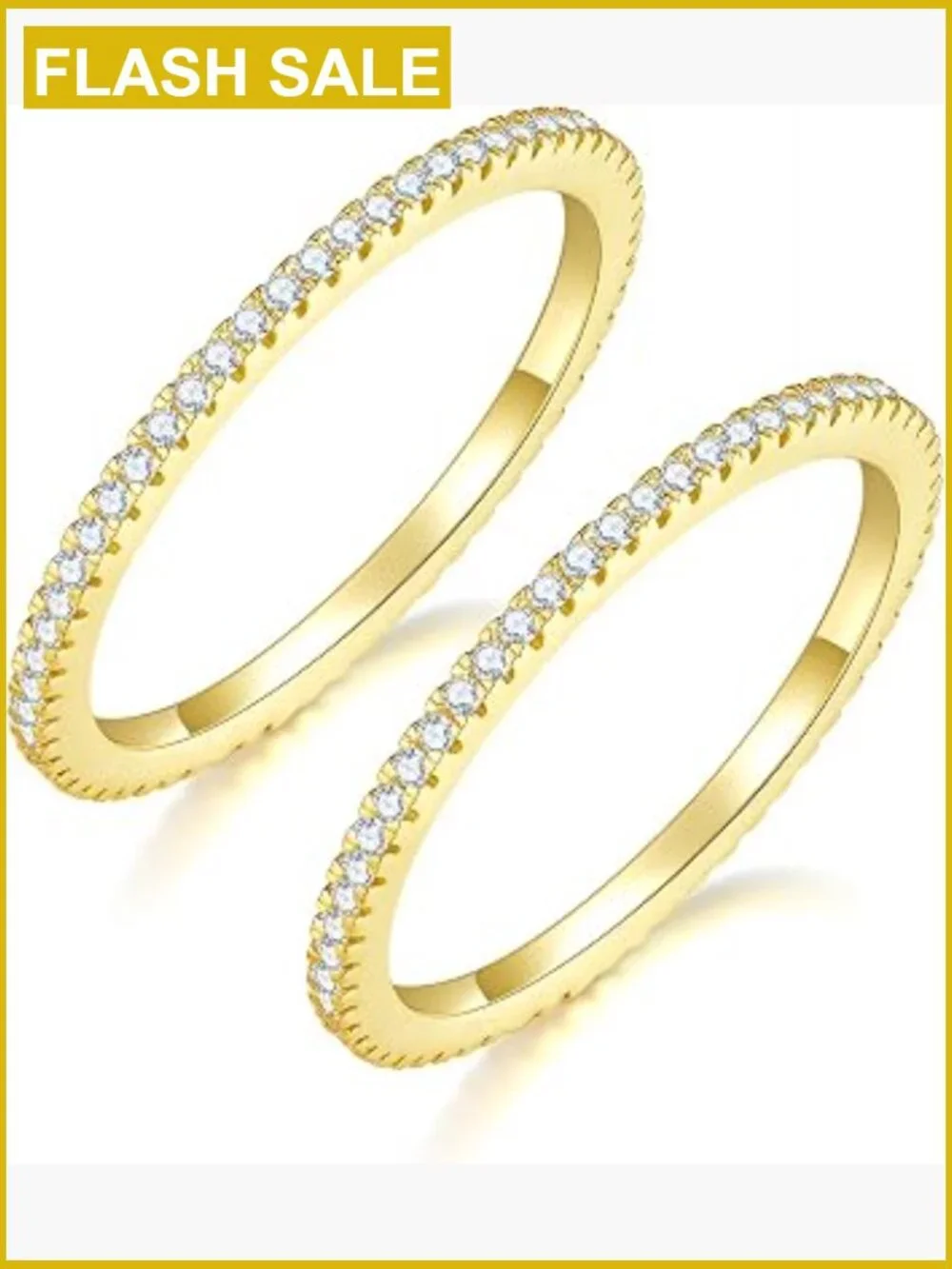 1.5mm Gold Plated Cubic Zirconia Stackable Eternity Ring